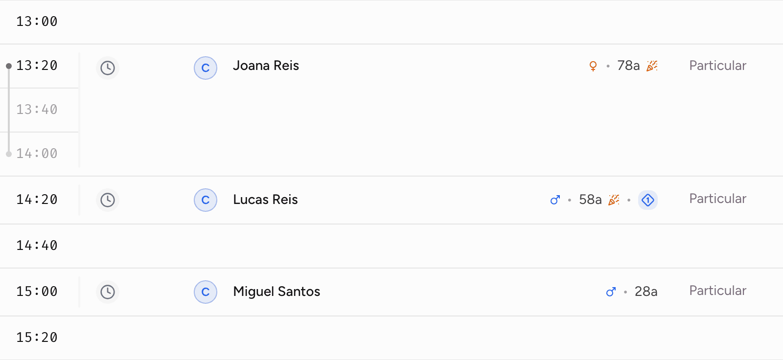 Consulta de 60 minutos ocupando três horários